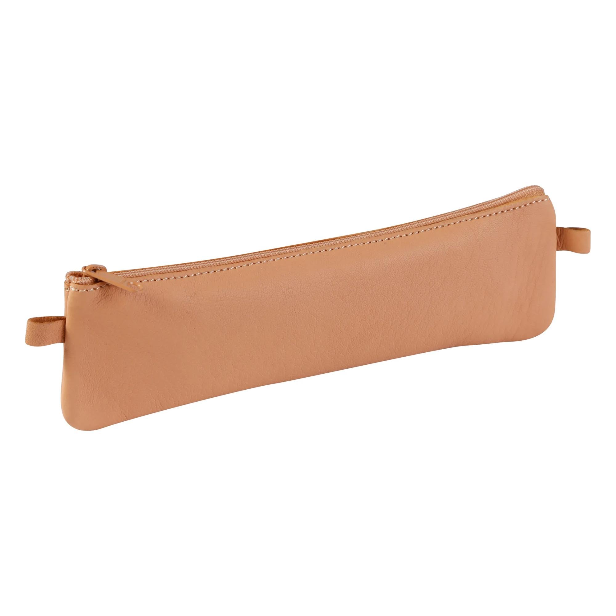 Clairefontaine 8301C - One Flat Schoolbag - Dimensions: 22x6 cm - Made of Genuine Lambskin Leather - Beige Colour - Multi-Functional - Practical + Durable