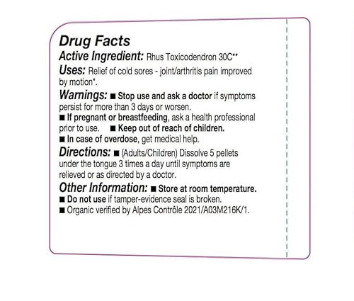 Ollois Rhus Toxicodendron 30C, Organic, Lactose-Free Homeopathic Medicine, 80 Pellets (Pack Of 1) #TOP1