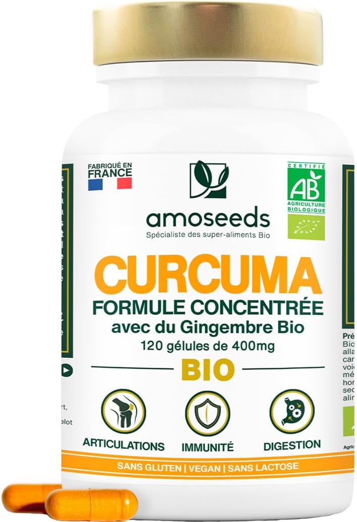 High Concentration Organic Turmeric | With Organic Ginger | High Absorption Curcumin | Piperine Free | Joints | 120 Capsules | Top Quality