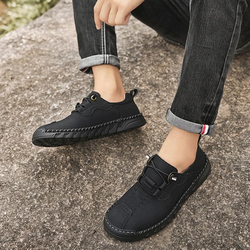 Men's Fashionable Lace-up Casual Shoes Comfortable Low-top Round-Toe Oxford Shoes for Travel Shopping Driving Men Thick-Soled Non-Slip Shoes3