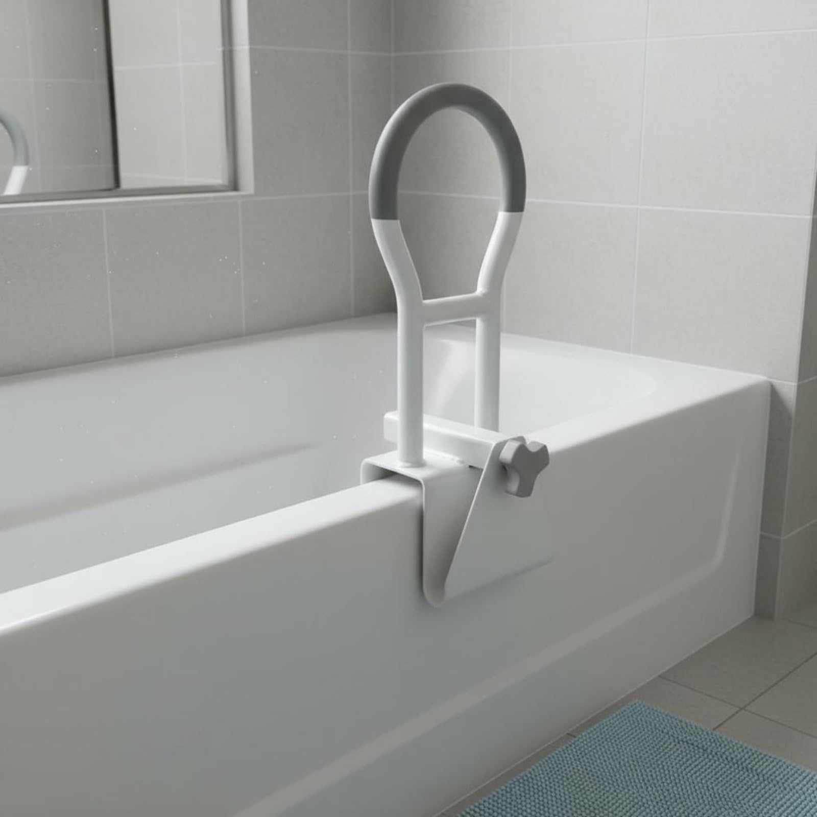 Amagogo Barra de Apoyo para Baño Barra de Asidero Manija Antideslizante con Soporte Reforzado Ajustable Soporta Hasta 80kg Compatible con Bañeras Estándar con, Especial 5-14cm