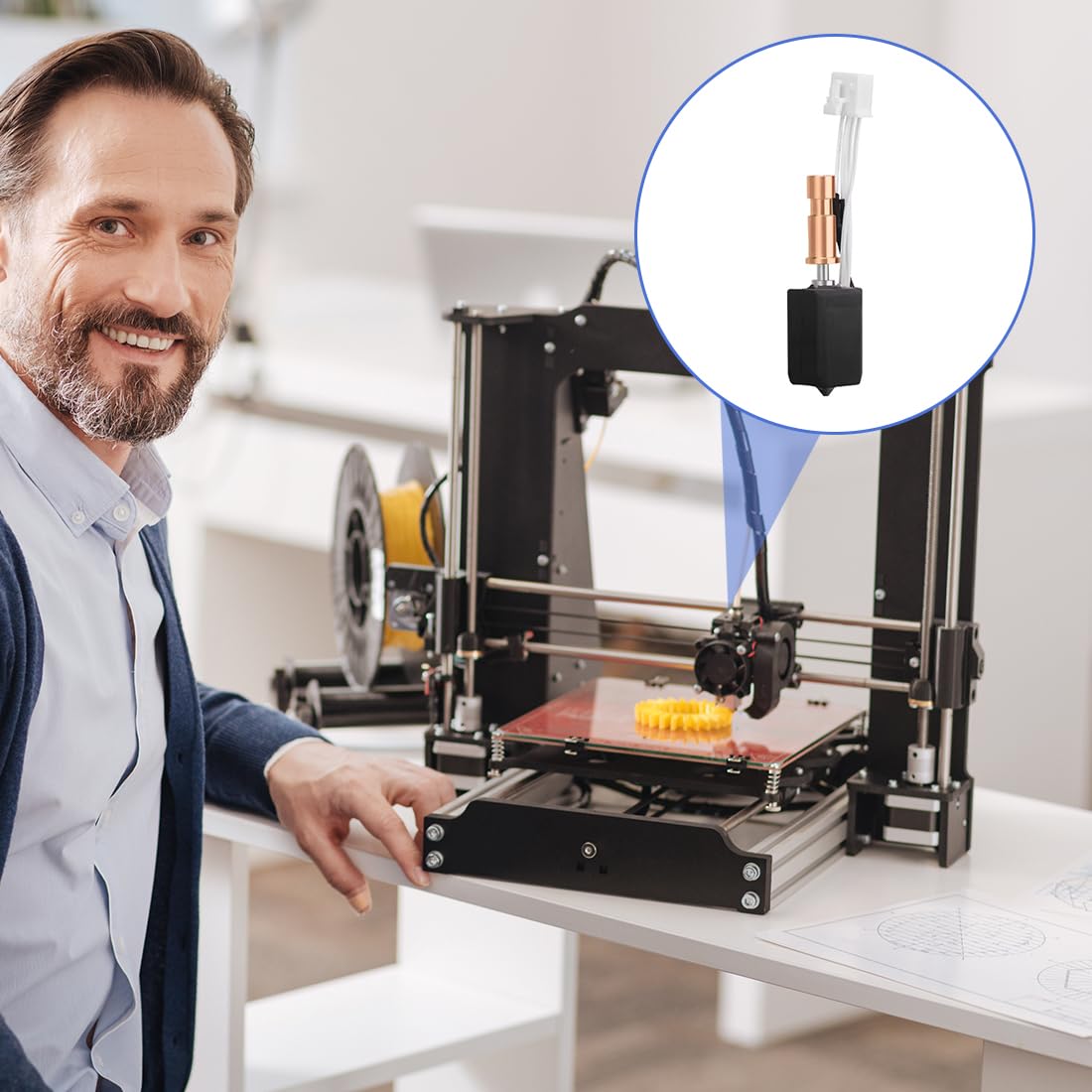 DASIAUTOEM Kobra S1 ceramiczny hotend do Kobra S1 Combo Hot End Kit głowica drukująca, radiator, hartowana dysza stalowa i silikonowa podstawa, kompatybilna z drukarkami Combo 3D