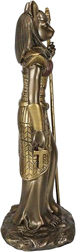 Miniatura 4 de Ebros Gift Diosa egipcia de la protección Diosa Bastet Cat con lanza y armadura, figura de 11 pulgadas de alto, diosa de la salud, escultura de