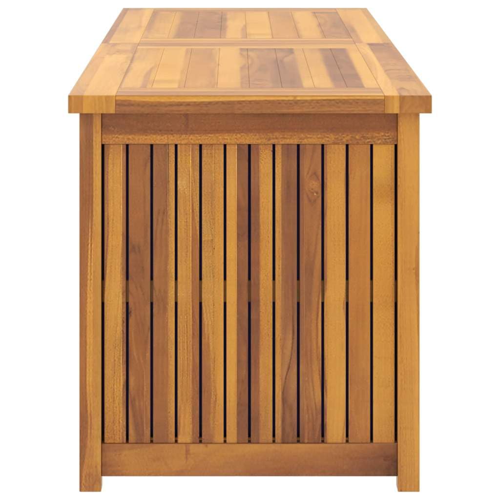 Générique Skrzynka ogrodowa z litego drewna tekowego 150 x 50 x 55 cm z pokrywą, pojemny zewnętrzny pojemnik do przechowywania na poduszki i narzędzia, torba PE w zestawie