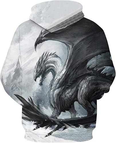 Miniatura 2 de Sudadera con capucha impresa en 3D con bolsillo para hombre, diseño de tótem de dragón