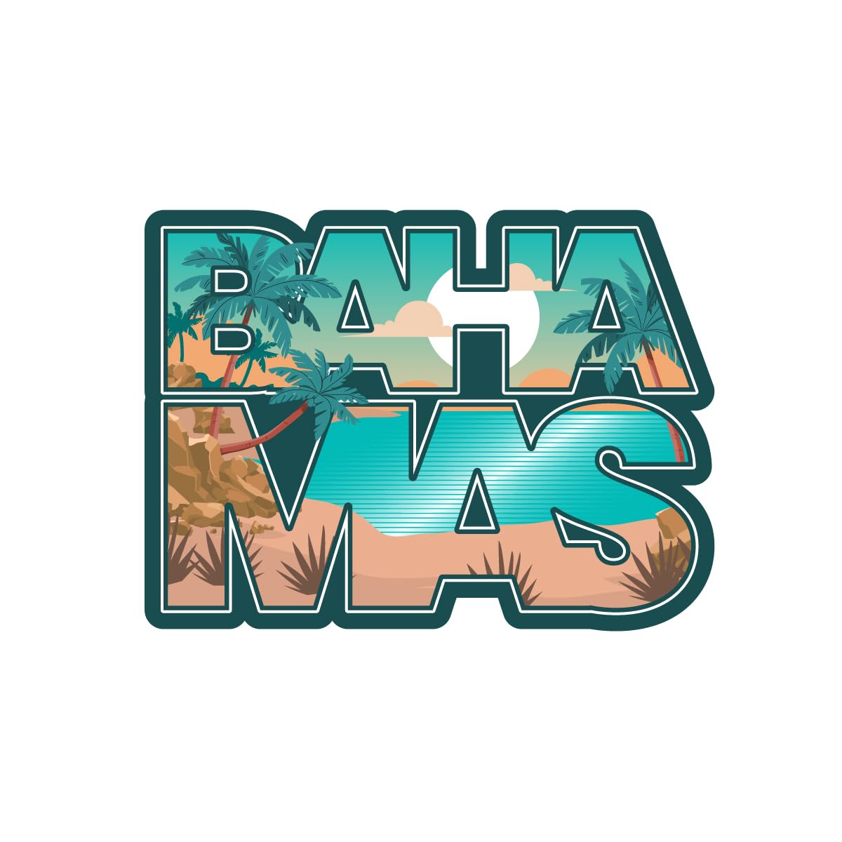 Bahamas Sticker, Travel Weatherproof Souvenir Decal Vinyl Small Waterproof for Water Bottle Passport Notebook Laptop, S731