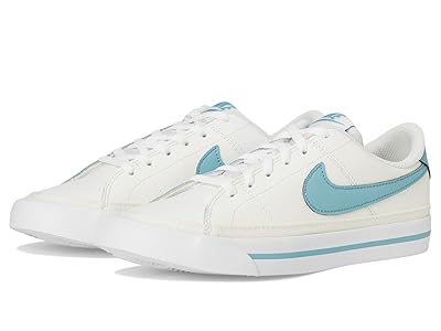 Nike Kids Court Legacy (Big Kid) Boys Shoes Sail/Denim Turquoise/White : 7 Big Kid M, Leather