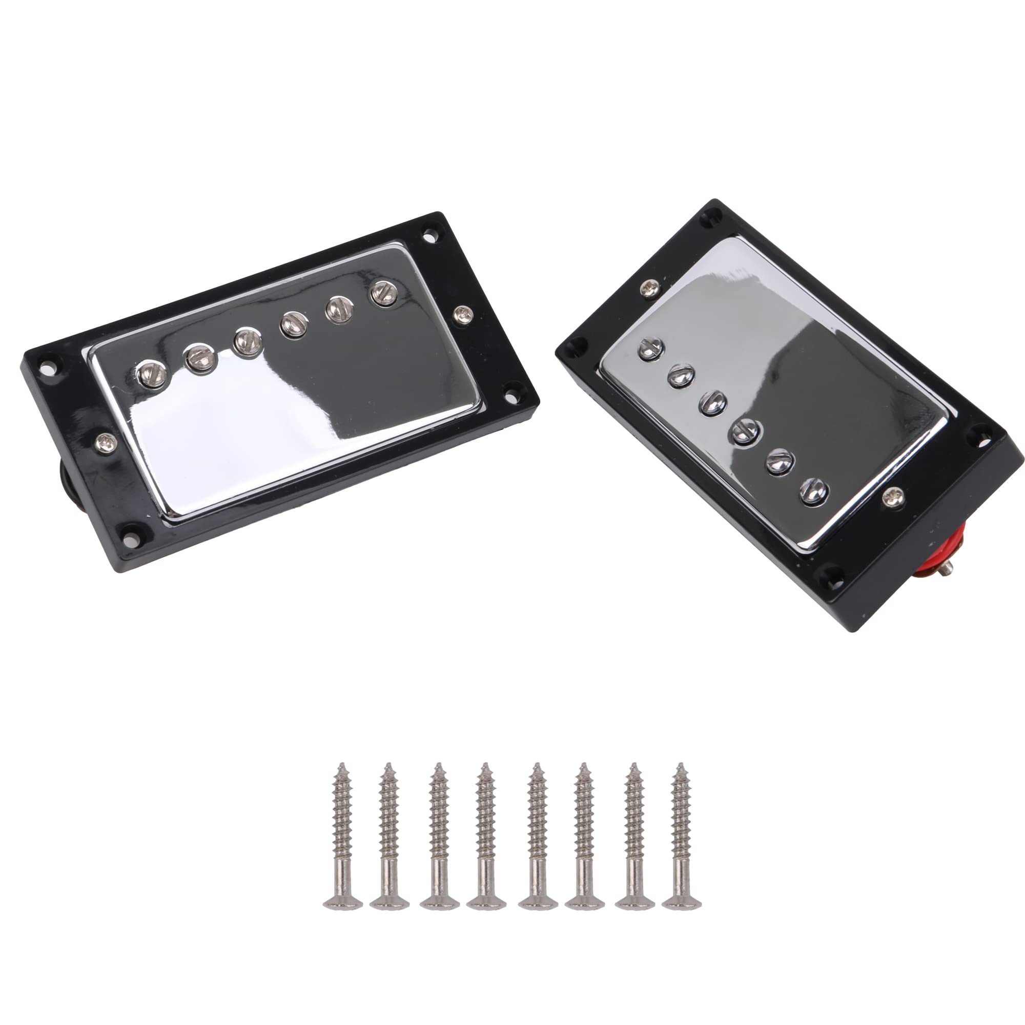 Yibuy Electric Guitar Chrome Cover & Black Pickup Frame