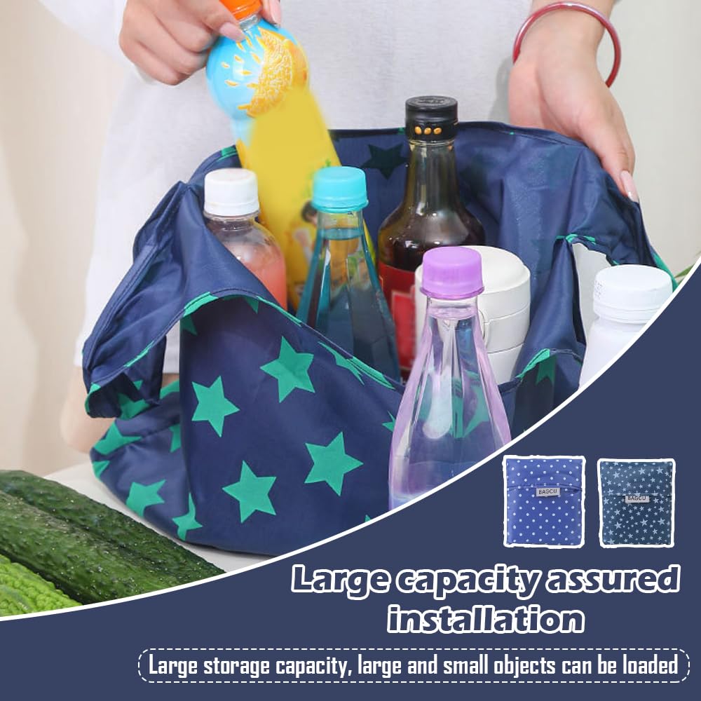 PMTFUMY 6 Pcs Foldable Shopping Bags,shopping bags,Stylish, Reusable & Compact Design for Easy Storage - Image 4