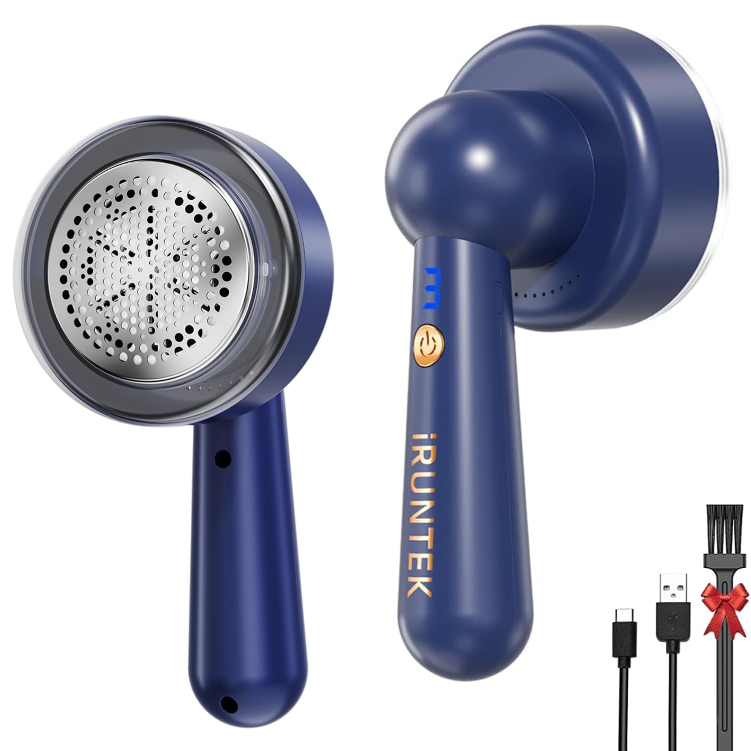 - iRUNTEK Lint Remover, Rechargeable Fabric Shaver, Intelligent Digital Display Electric Lint Shaver with, Portable Sweater Shavers Lint Removal for Clothes (Dark Blue)