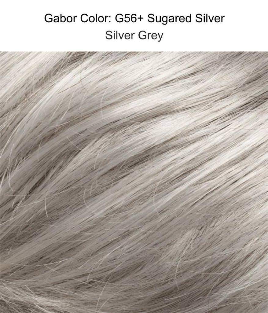 Perk Avg Cap Color G56+ Sugared Silver - Gabor Wigs 4" Short Spiky Smooth Classic Cut Flexlite Synthetic Personal Fit Cap Textured Layers Bundle MaxWigs Hairloss Booklet