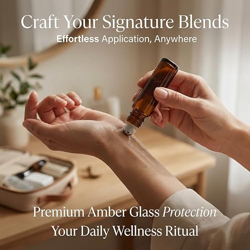 Miniatura 7 de PrettyCare 6 piezas, botellas roll-on de 10 ml para aceites esenciales con bola de rodillo de acero inoxidable - Botellas rellenables a prueba