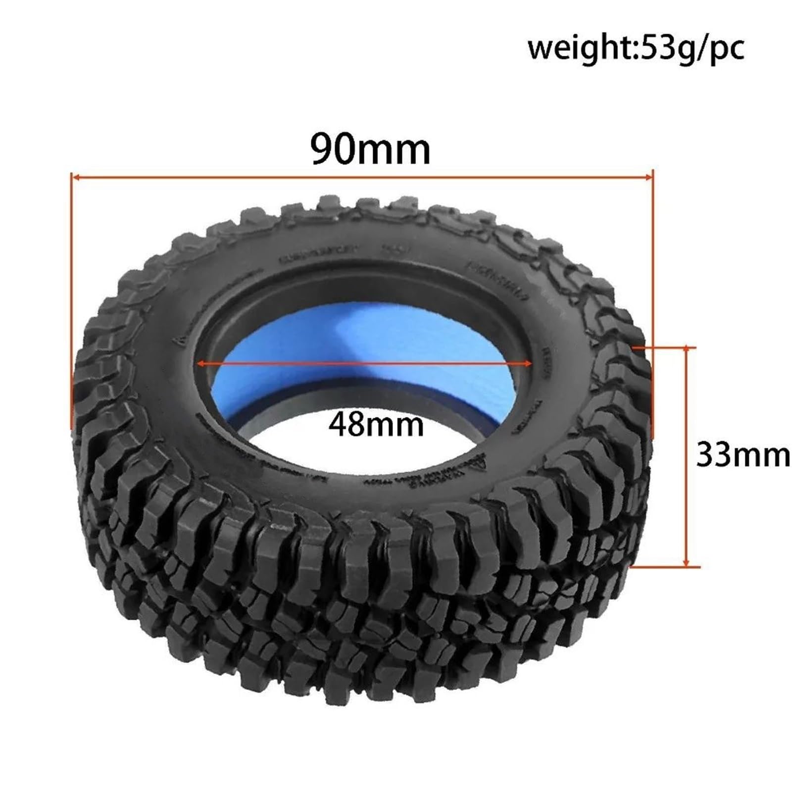Neumático 1,9 Pulgadas 4 Uds. Goma para AXIAL para SCX10 90046 para Traxxas para TRX4 para Defender D90 D110 para Wraith CC01 para Camel Cup 1/10 Coche RC RC Orugas Maquetas