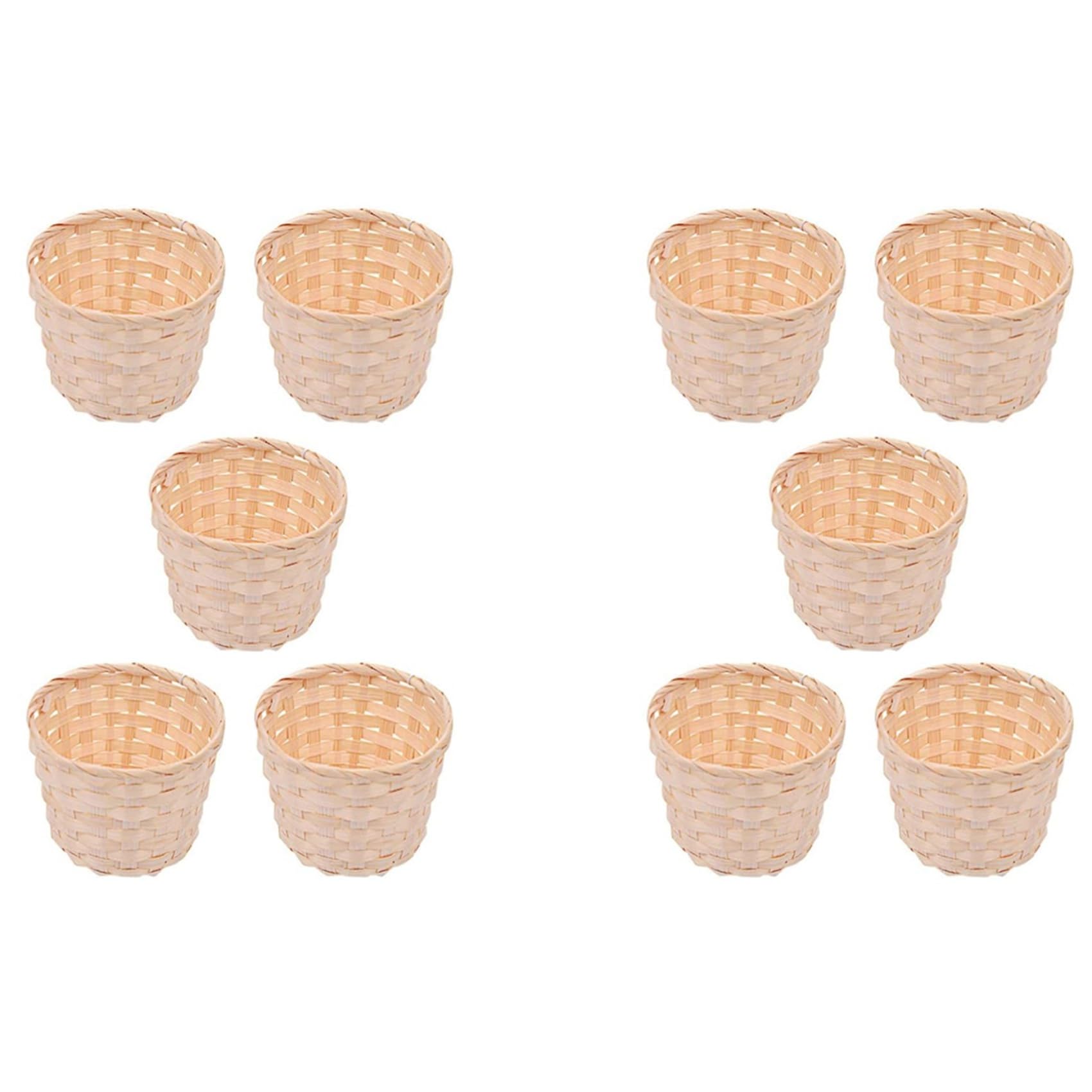 Hndhbfgrt 10PCS Mini Woven Baskets Without Handles for Party Favors Crafts Decor Suitable for Various Occasions(7.5X6cm)