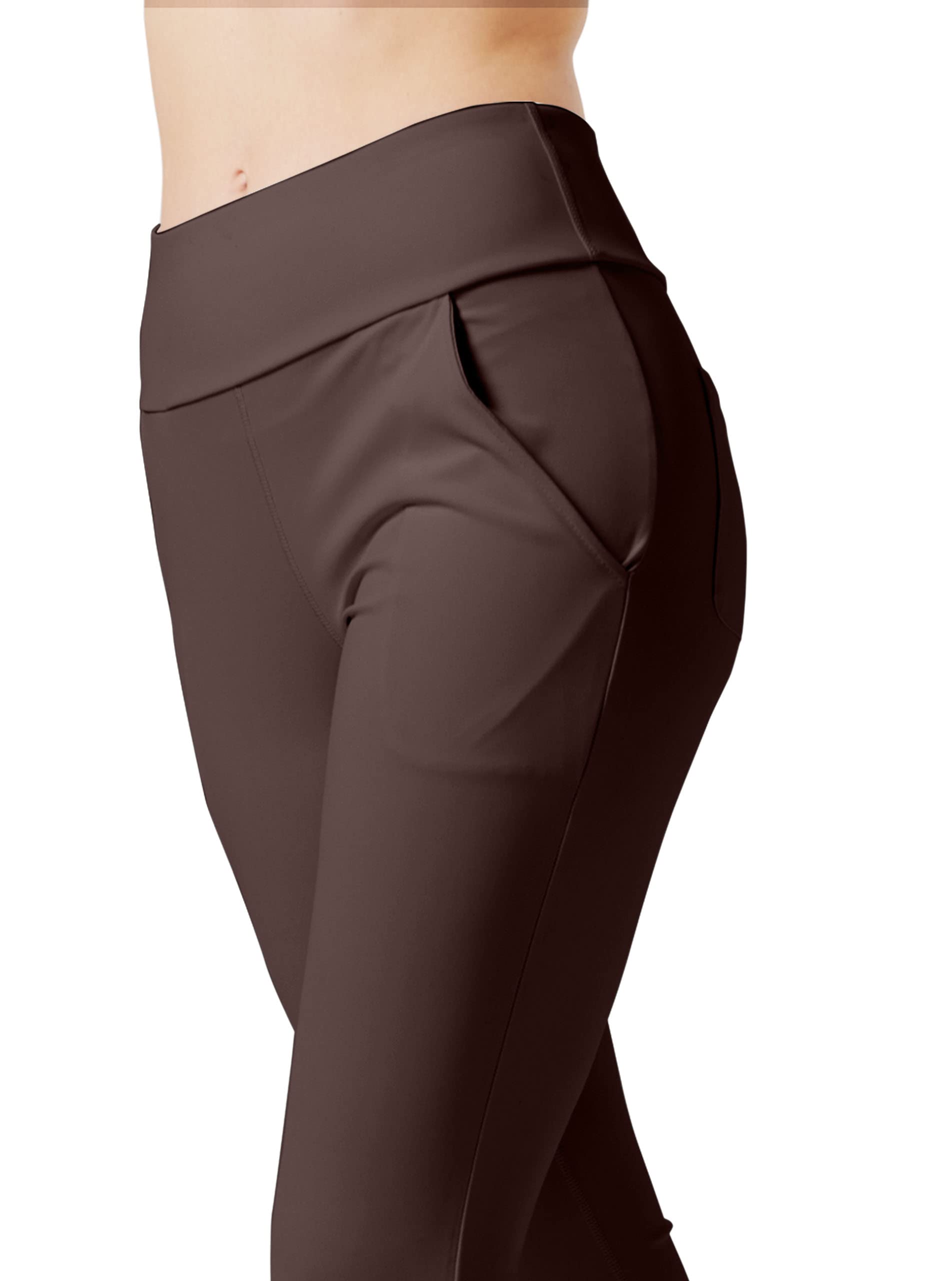 LaiEr Pantaloni da Yoga da Donna con 4 Tasche Pantaloni da Lavoro a Vita Alta 4 Vie Stretch Controllo Pancia Pantaloni Lunghi Svasati, (2 Tasche Laterali e Posteriori),