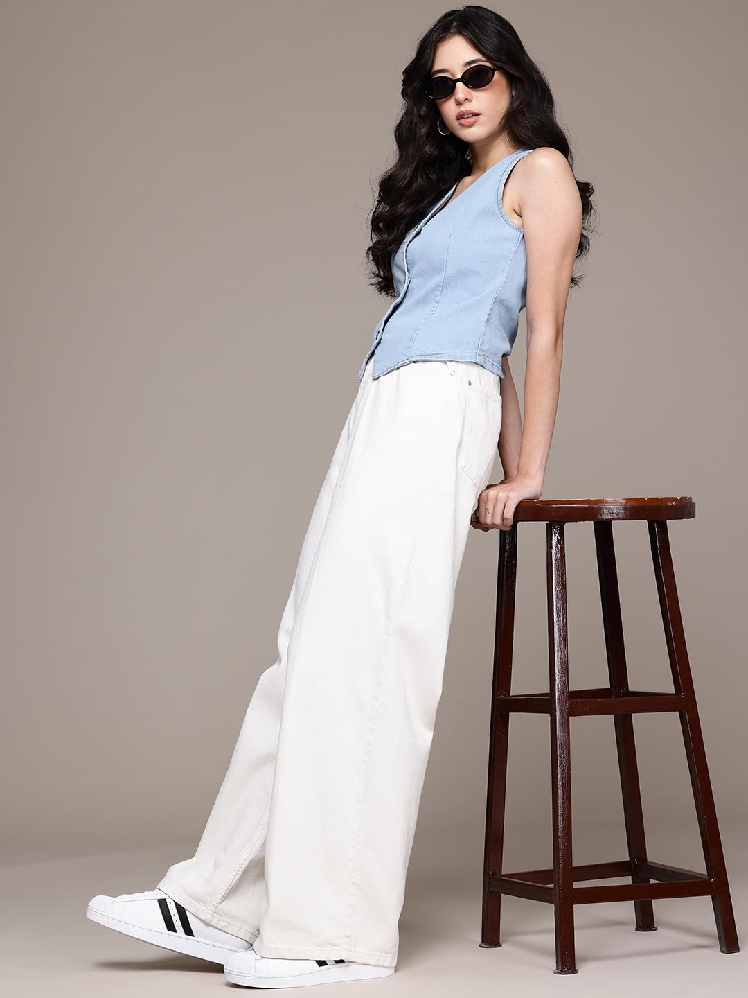 Nifty Women's Denim Waistcoat (1474_ICE_M_Sky_Blue_Medium) - Image 6 thumbnail