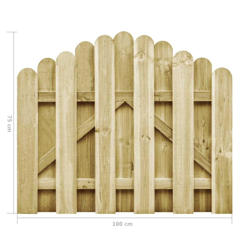 Cancello da giardino in legno di pino impregnato in autoclave, 100 x 75 cm, curvo, robusto, resistente alle intemperie, per esterni, durevole, recinzione in rete metallica stabile