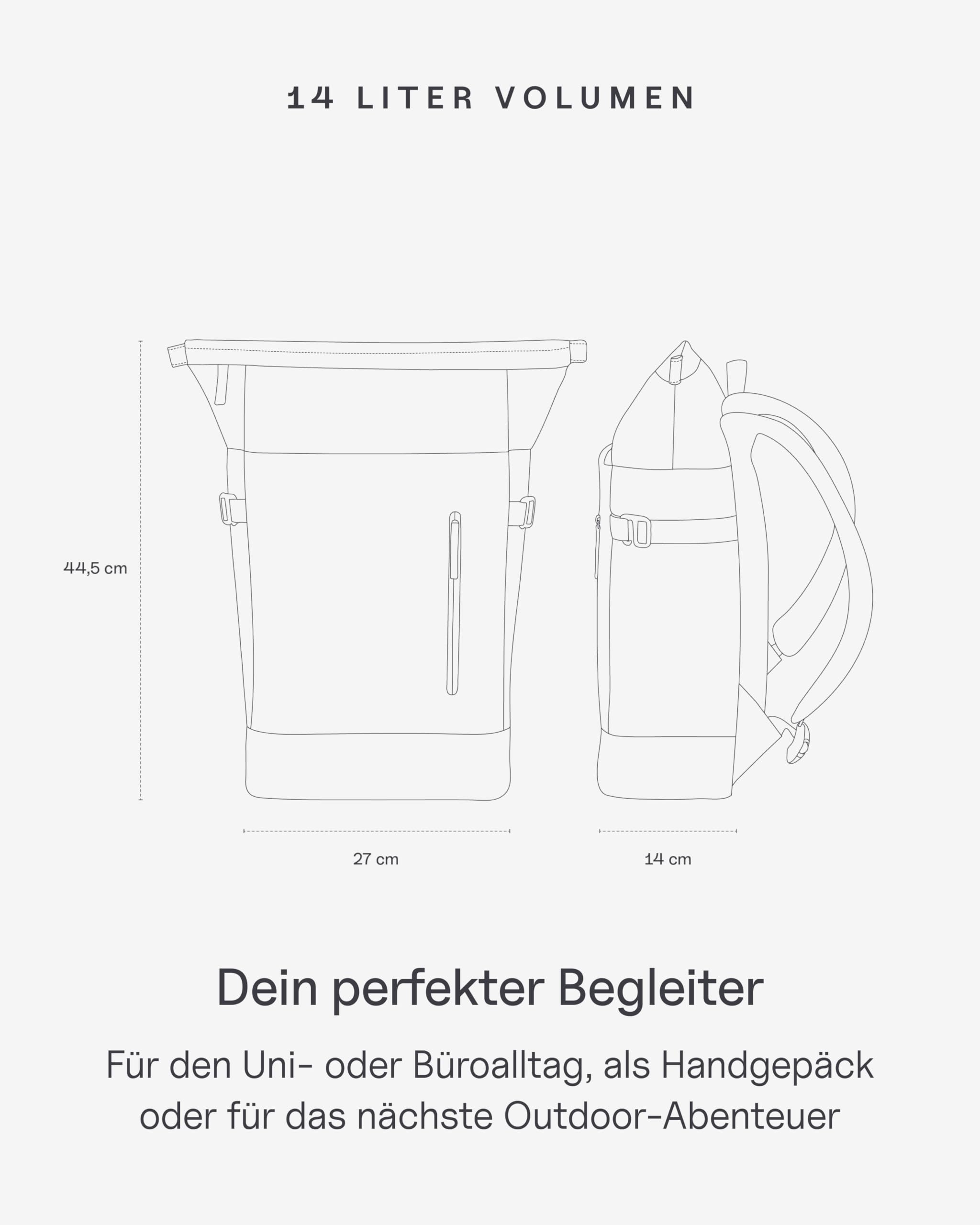 Kapten & Son Rucksack Aarhus 14 L | Rucksack Damen & Herren | Rolltop Rucksack mit 14" Laptopfach | Backpack ideal für Reisen, City, Uni, Arbeit | wasserabweisend