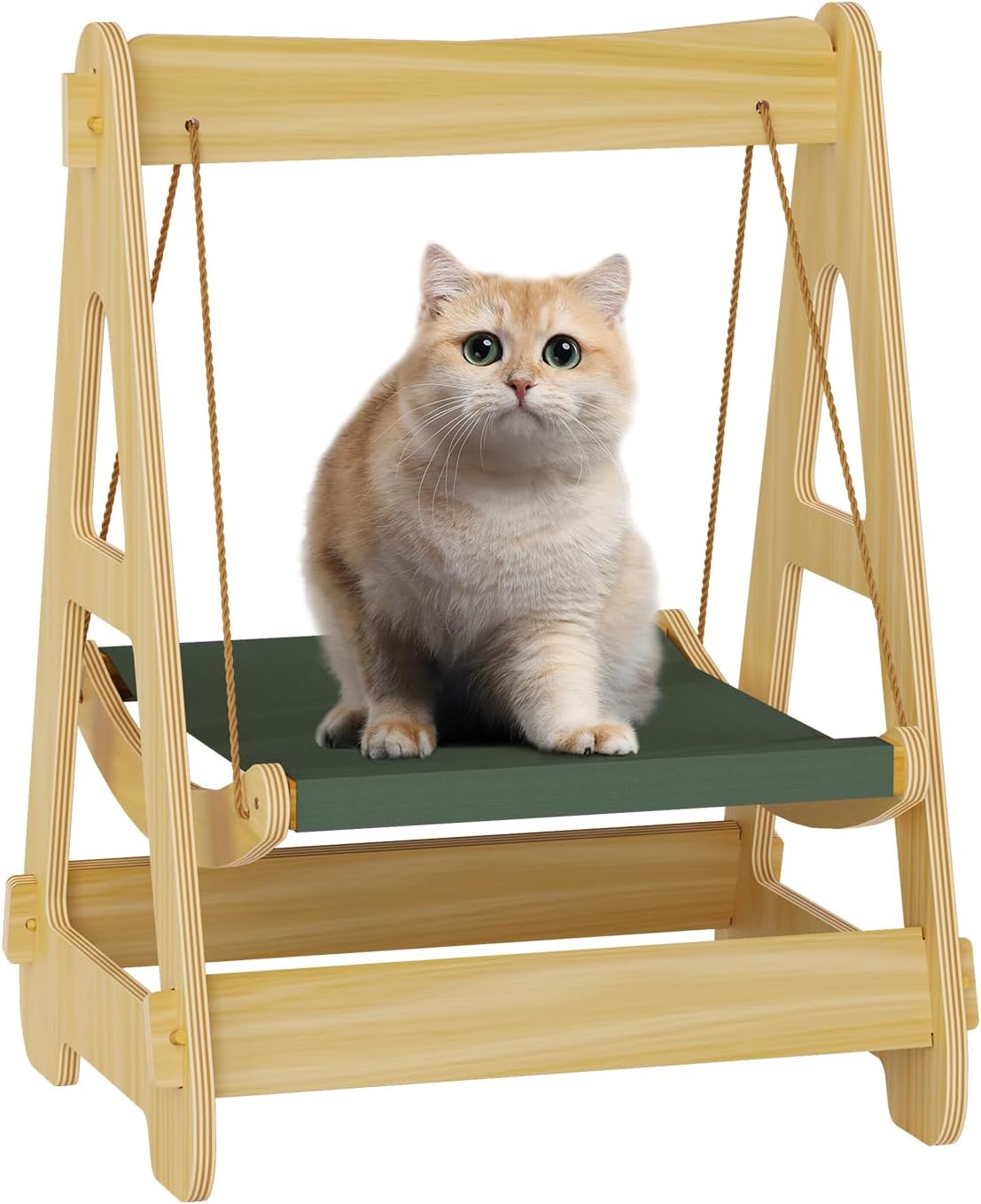 Wood Cat Hanging Bed,Elevated Swing for Kittens,Cat Hammock for Large Cats,Kitten Swing&Puppy Swing,Comfortable and Breathable,Sturdy,Easy to Assemble