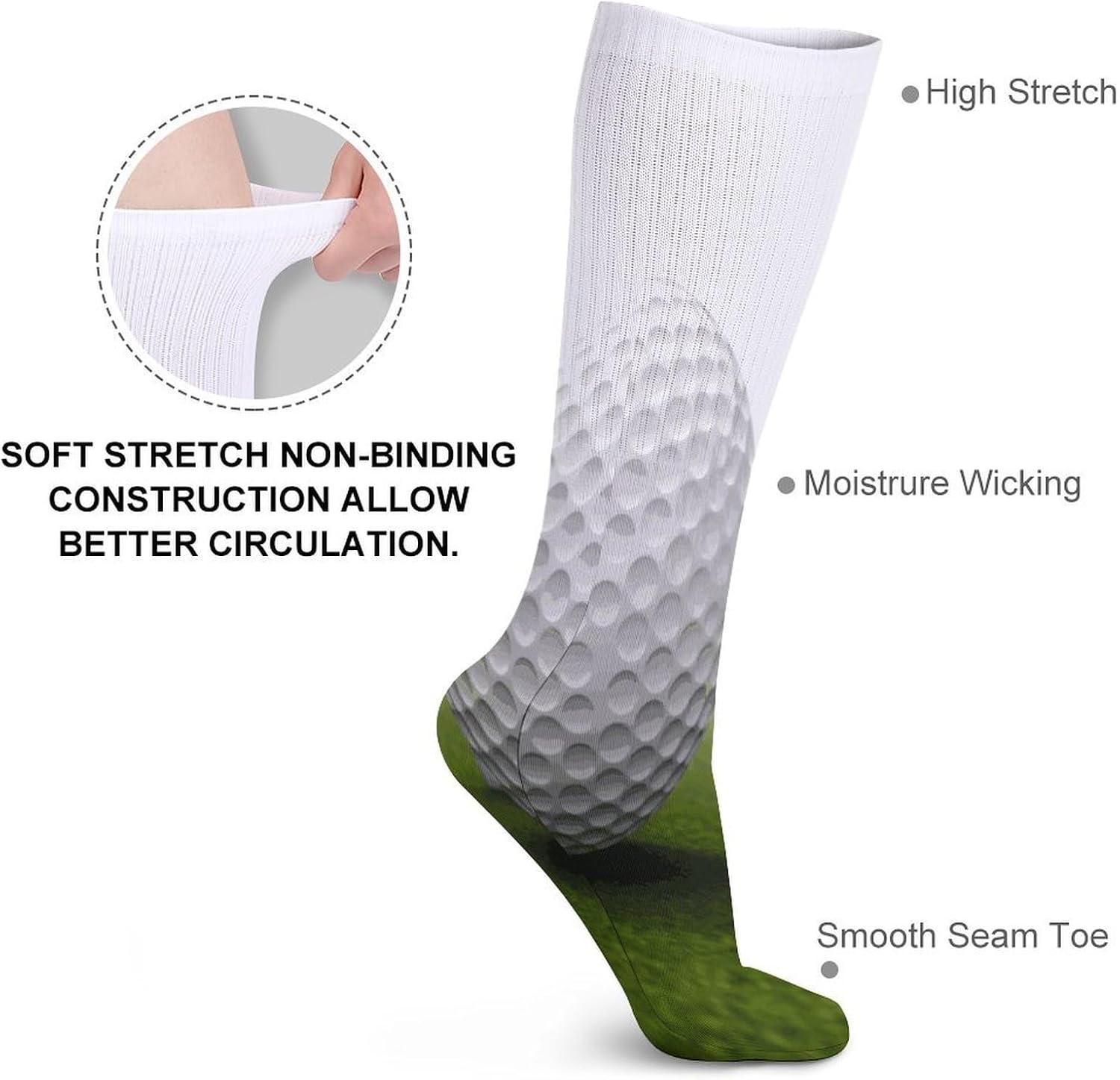 Golf Ball Stocking - Cute Casual Long Athletic,Crew Sock for Men Women,Running Socks Soft Breathable for Gift