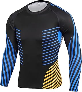 Men Rash Vest - UV Protection Rash Guard Baselayer Compression Shirt Camouflage Printing Long Sleeve Tight Stretch Cycling Jersey UPF 50+