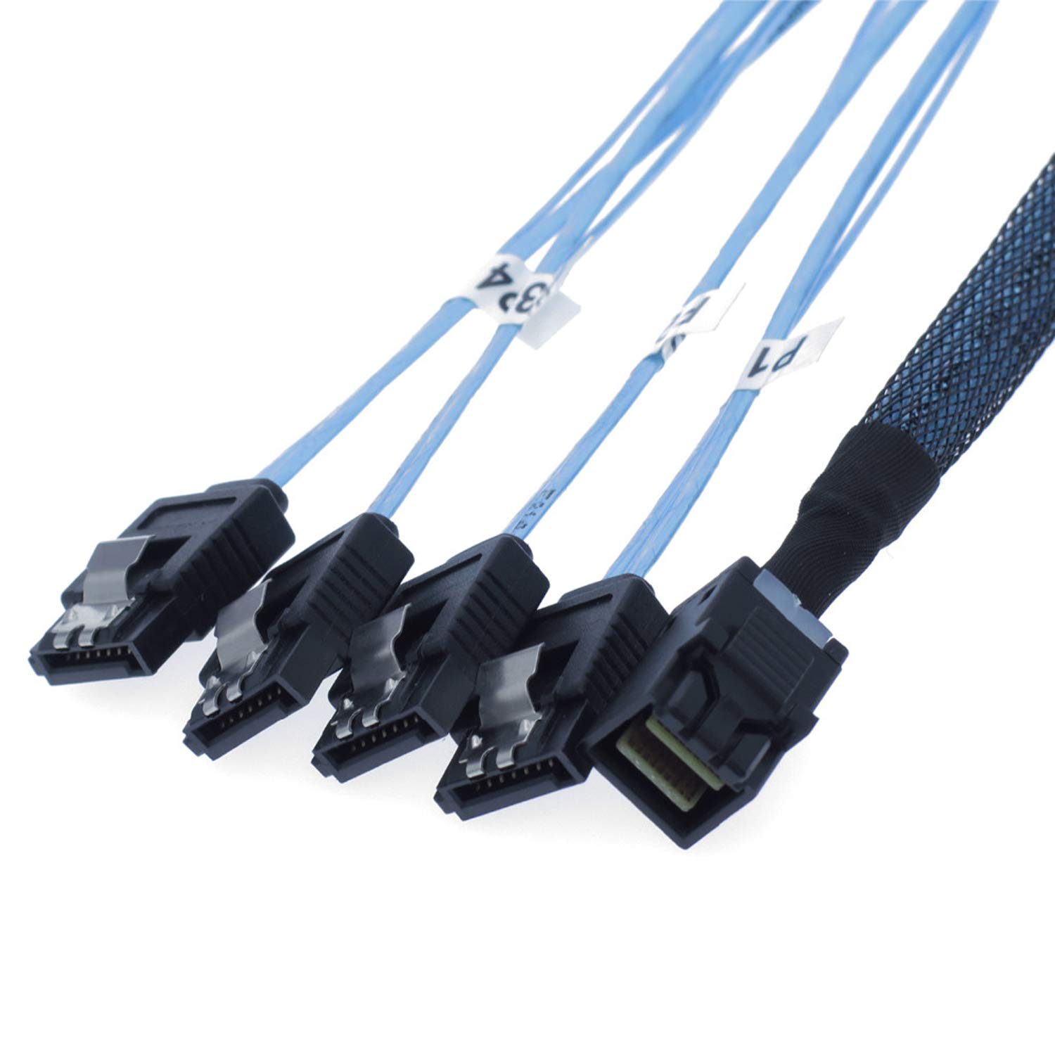 EDIMS Internal HD Mini SAS SFF-8643 to 4 SATA Forward Breakout Cable Used for Raid Card SFF-8643 Controller,3.3FT Large