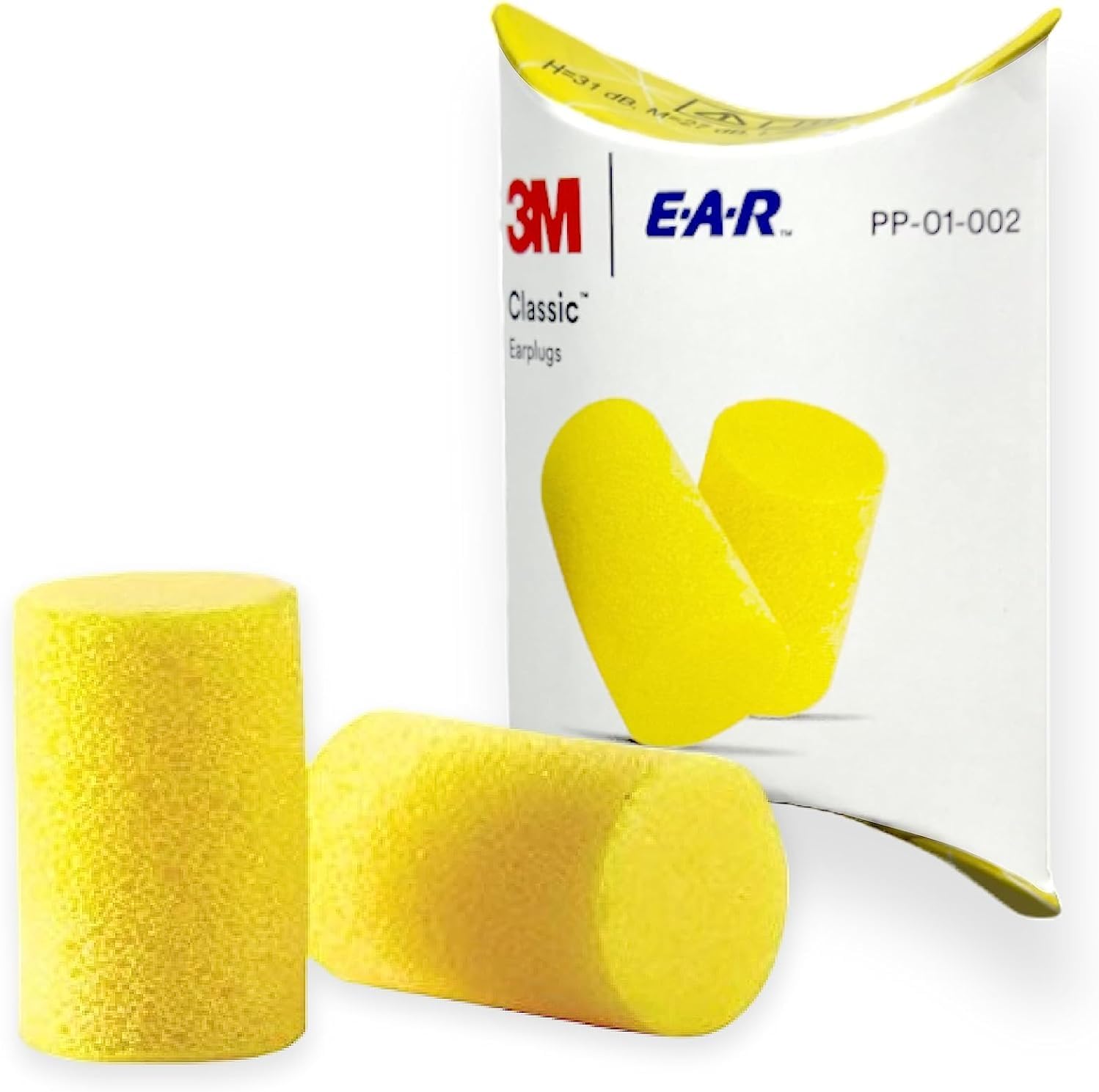 Classic Foam Ear Plugs - Noise Reducing Ear Defenders, 50 Pairs Yellow Earplugs, Each Individually Wrapped for Optimal Comfort and Cleanliness (50 Pairs)