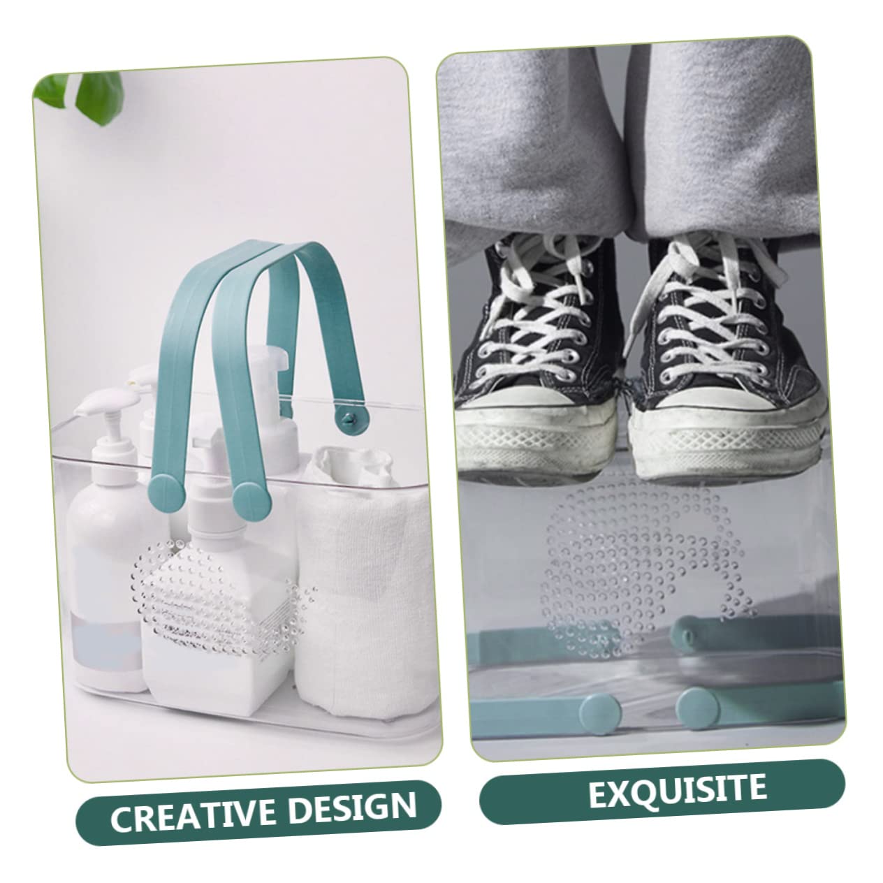 Cesta de Ducha de Plástico con Asa para Baño Doméstico | Organizador Portátil, se Mantiene Firme sobre Superficie Plana, Reutilizable, para Gel y Jabón