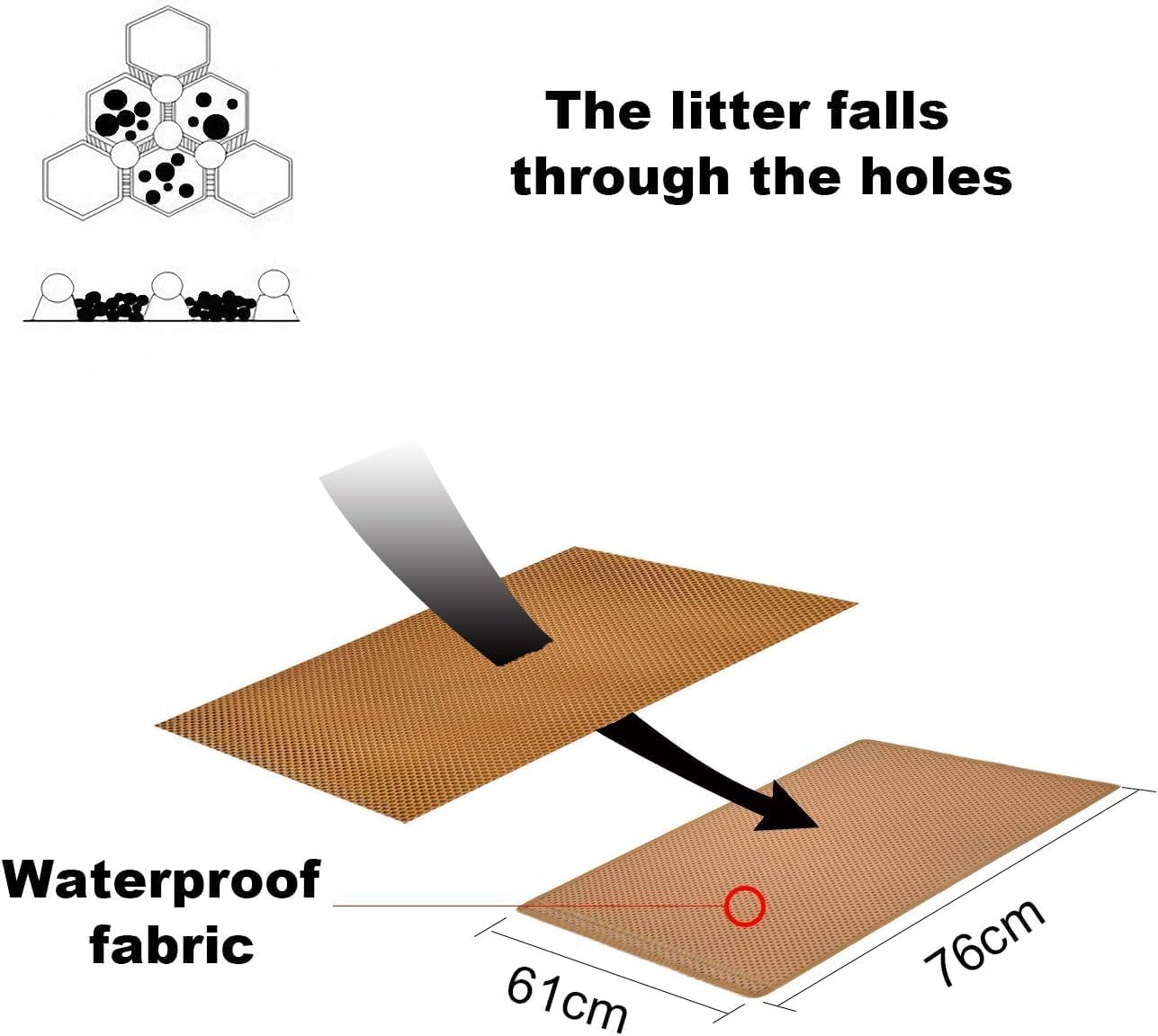 Cat Litter Mat Litter Box Mat for Kitty, EVA Honeycomb Double Layer Design, Urine & Waterproof Scatter Control, Less Waste, Easier To Clean,Non Slip (Brown 75 x 60cm) 2