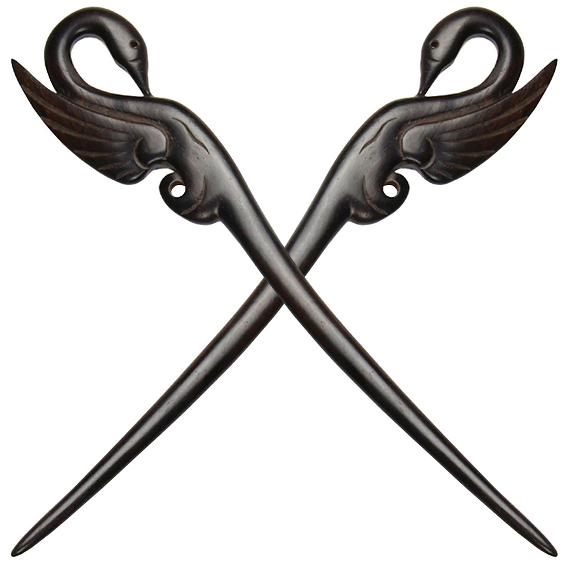 HOLLIHI Handgeschnitzte Haarstäbchen Aus Ebenholz – 2 Stück, 18 Cm, Halbmond-Muster – Für Hochsteckfrisuren & Dutt