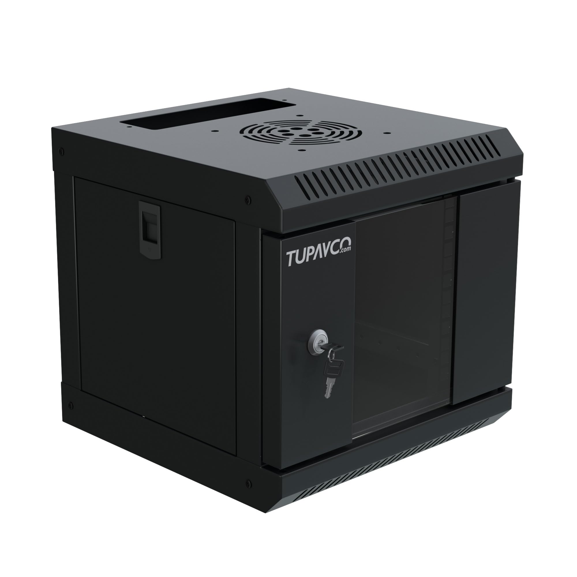 TP434 - Mini gabinete de red de 25.4 cm con ventilación 4U con 22.9 cm de profundidad | Para carcasa de mini servidor/rack de red, con puerta de cristal y fácil montaje