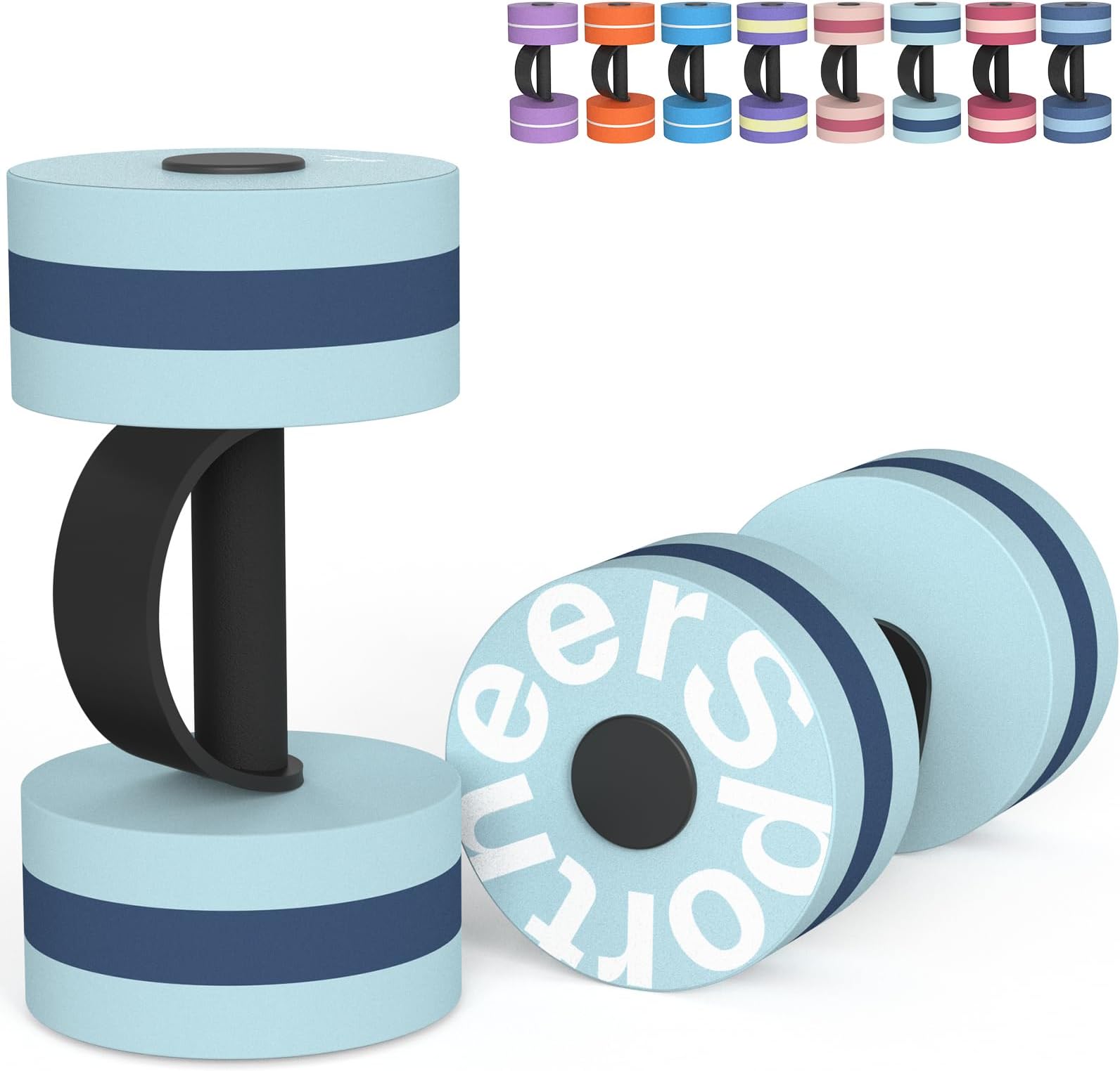 Sportneer Water Weights Aquatic Exercise Dumbbells Water Dumbbell Aerobics Workouts Set of 2 EVA Foam Pool Weights Dumbbells Set Aqua Fitness Barbells Equipment for Water Aerobics Weight Loss