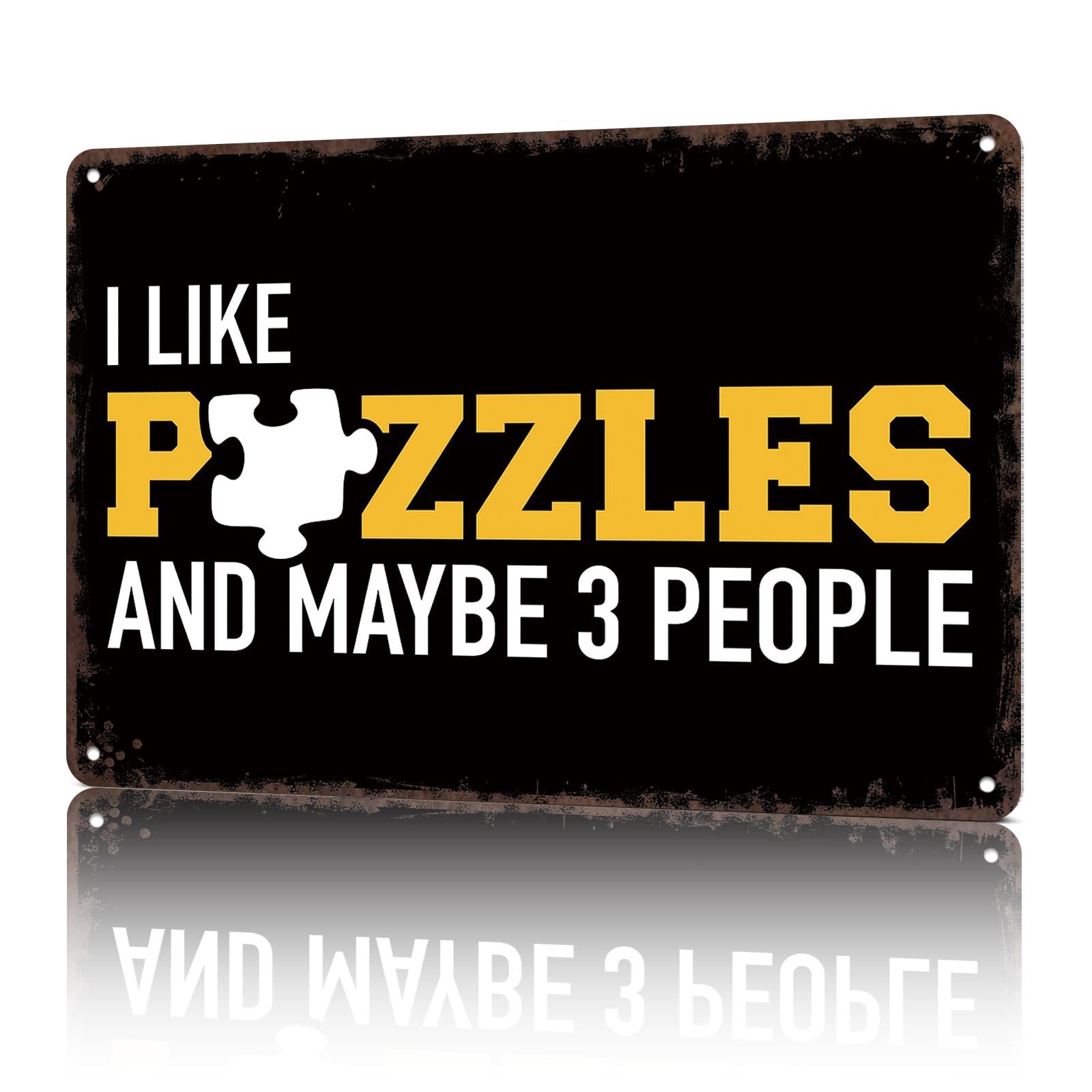 KWQDOZF Vintage Metal Signs I Like Jigsaw Puzzles And Funny Tin Sign Poster Wall Art For Home Room Bedroom Office Decor 8x12inch