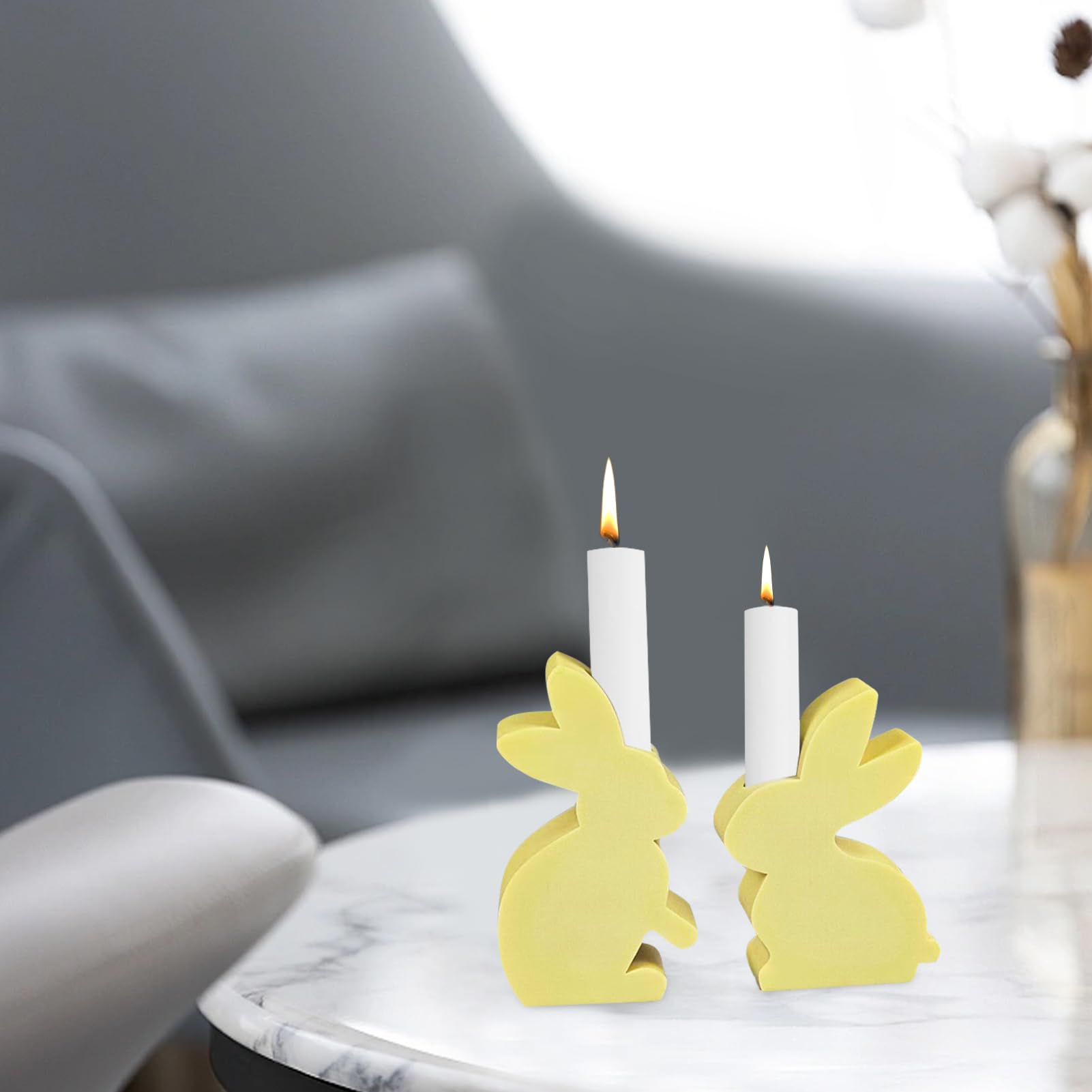 Lot De 2 Moules En Silicone Pour Bougeoirs, Lapins De Pâques