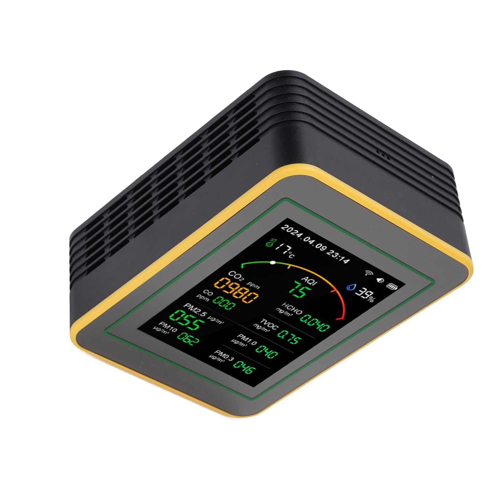Topiky Rilevatore di qualità dell'aria, Tester HCHO TVOC CO2 PM2.5 PM10, Monitor della qualità dell'aria WiFi per Ufficio Domestico, Misuratore di 'aria Interna con Controllo APP 15 in 1 con