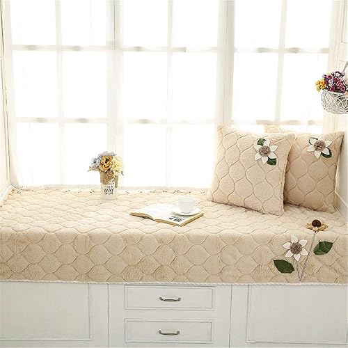 Miniatura 4 de JeogYong Fundas decorativas de asiento para ventana de bahía, cojines de asiento de ventana corta de felpa para interiores para dormitorio,