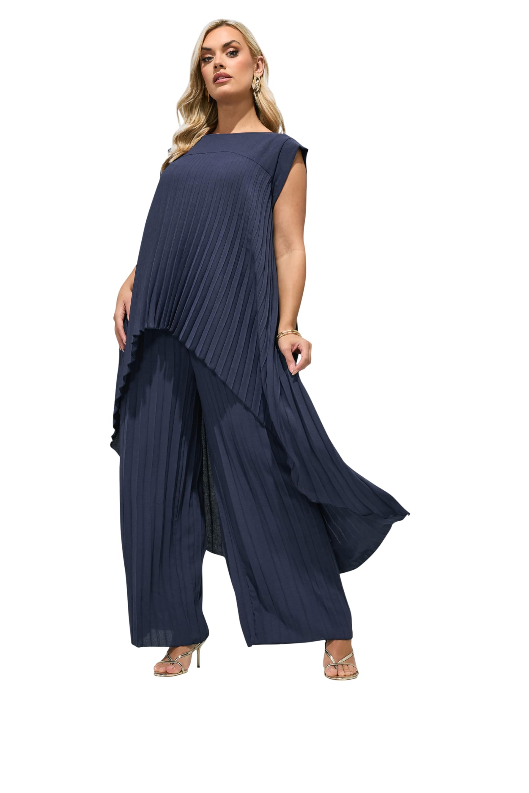 Yours Women's Dark Navy Pleated Trousers In Size 18
