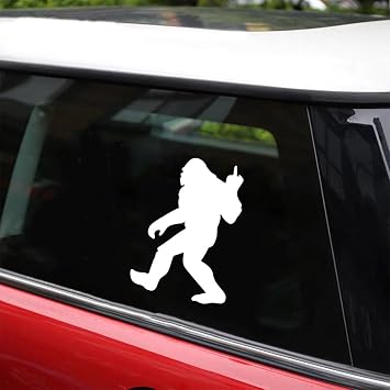 Big Foot Middle Finger Decal Car Sticker - 8.8" Tall | Funny Bigfoot Sasquatch Vinyl Decal Car Bumper Sticker Universal for Trucks SUVs Windows Laptop Wall Water Bottles Left