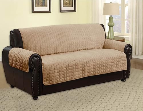 Funda protectora acolchada de microfibra para sofá y muebles de mascotas, Kashi, (sofá, beige)