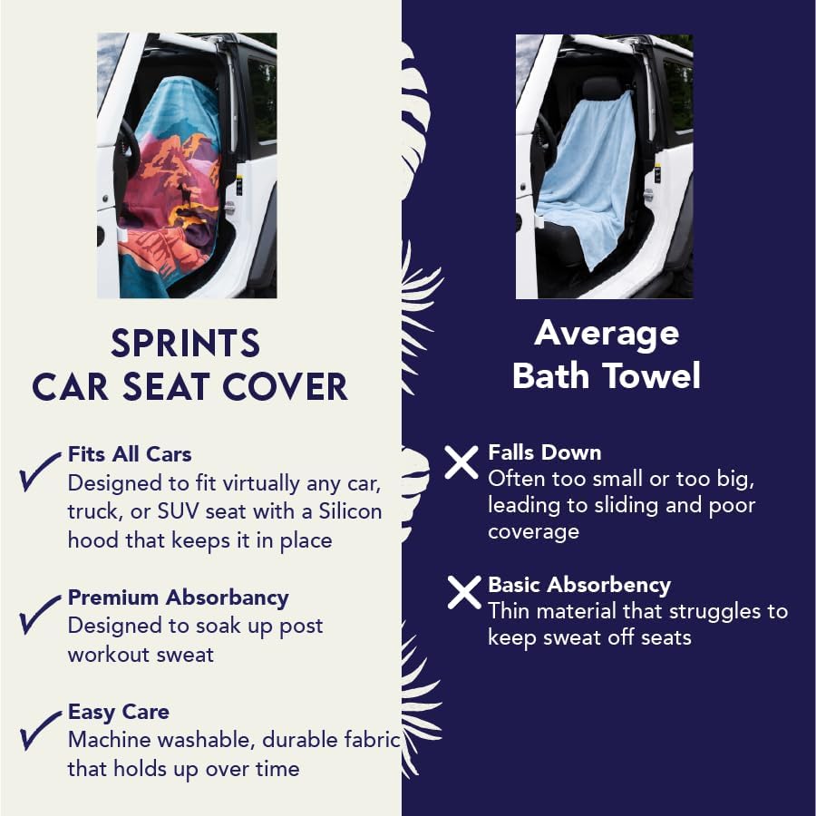 Sprints Athletic Running Towel, Full-Sized, Car Seat Cover - Performance Microfiber (Paisley Probs)