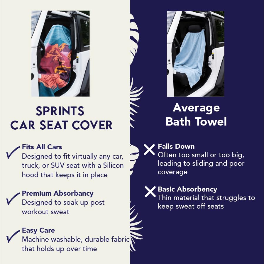 Image of Sprints Athletic Running Towel, Full-Sized, Car Seat Cover - Moisture Wicking (Flamingos)