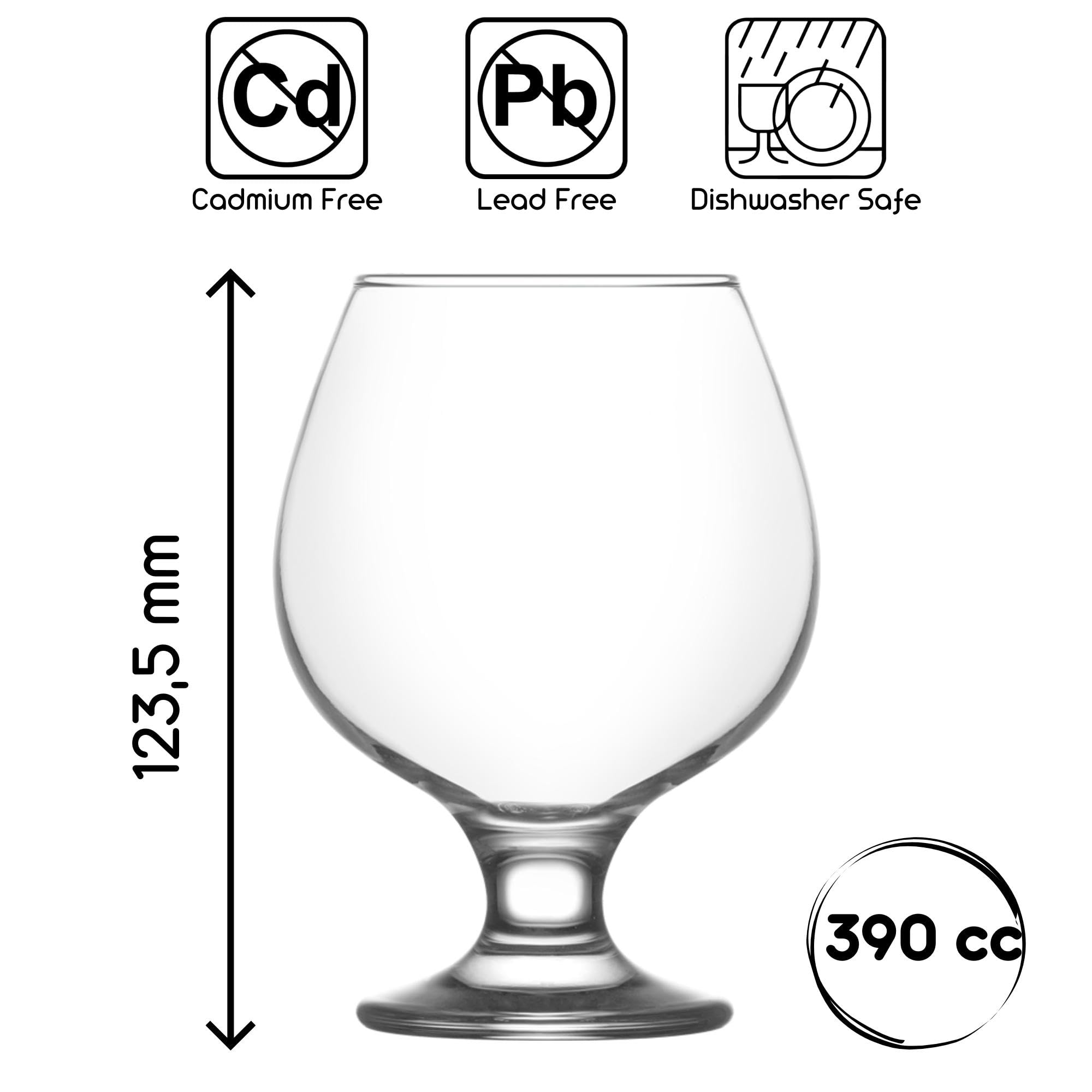 NORDIC SCHILLER Calici da Birra Set 6, 390 ml, 100% SENZA PIOMBO Bicchieri da Cognac, Bicchieri da Brandy Snifter, Bicchieri da Birra Con Stelo, Bicchiere Tulipano