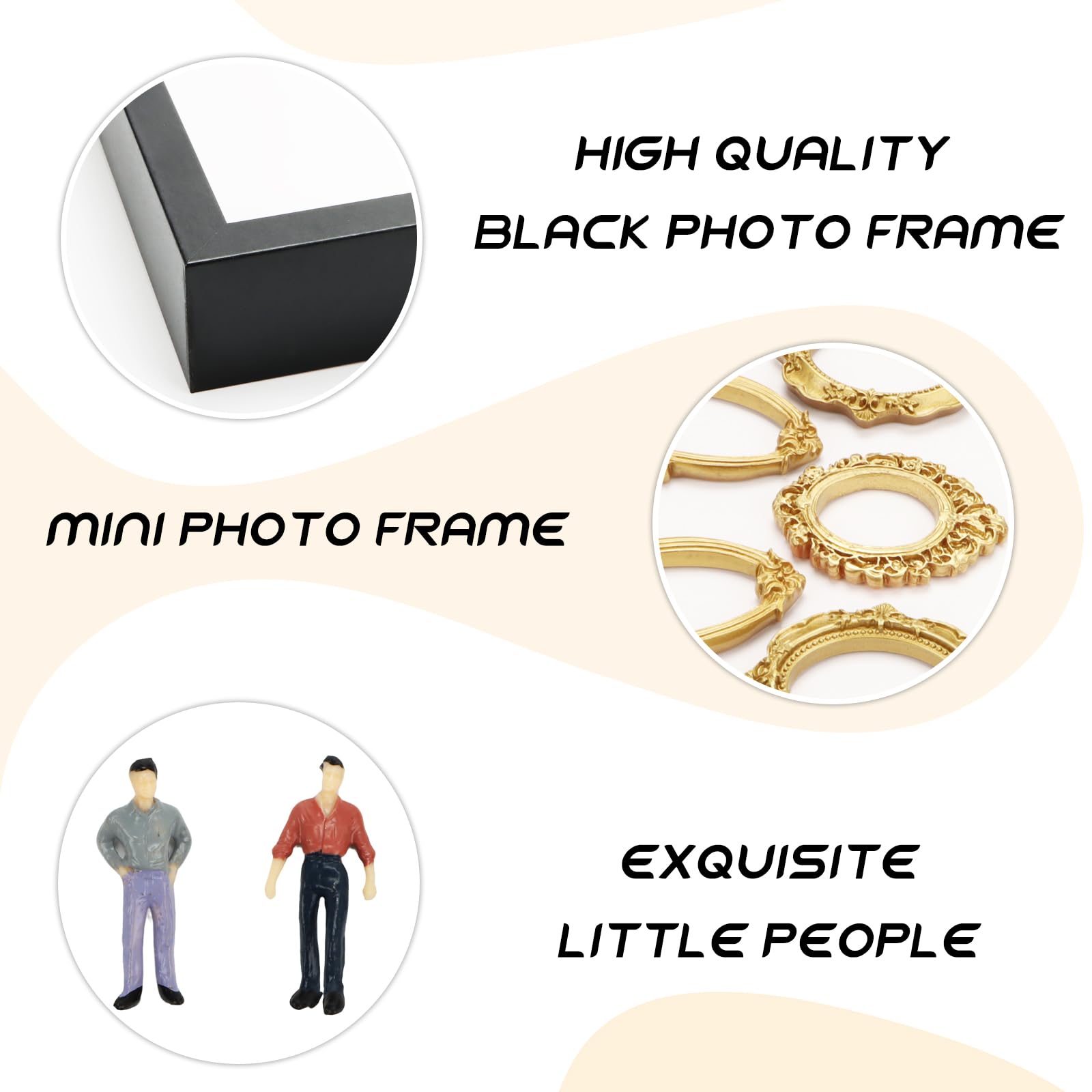 Mini boîte de silhouette de musée DIY avec 8 mini cadres dorés et 8 figurines aléatoires, cadre photo créatif avec lumière LED pour anniversaire, mariage, décoration de la maison