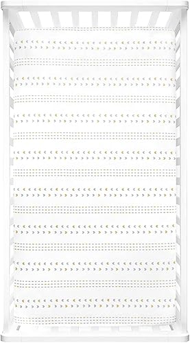 Miniatura 2 de Lush Decor Baby Hygge Geo - Sábana bajera ajustable para cuna, suave y afelpada, 52 x 28 x 9 pulgadas, color amarillo