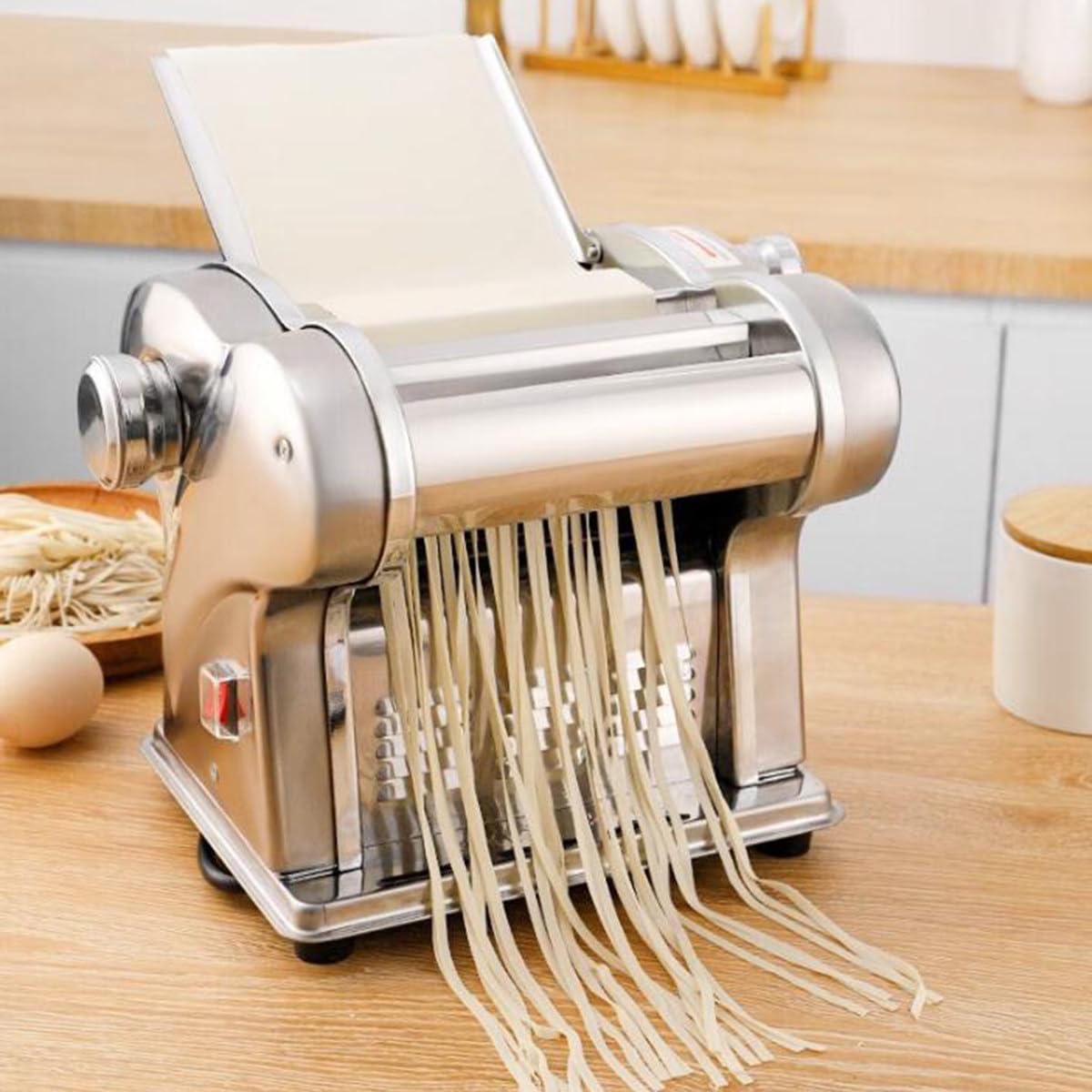 Pastaio elettrico Macchina automatica per tagliatelle Pasta fresca Rullo per pasta in acciaio inox, per uso familiare,2cuts