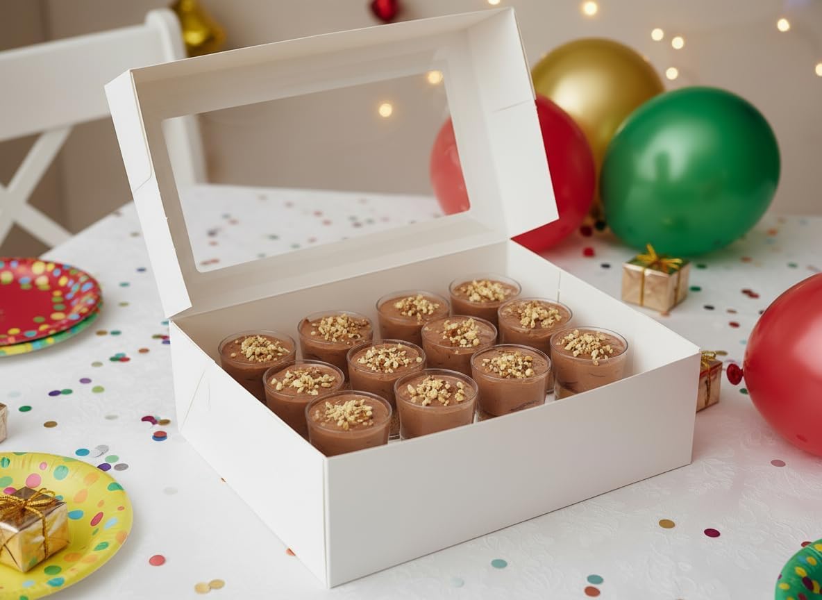 Dessert Shooter Boxes, 12-Pack, Holds 12 Count 5 oz Dessert Shooters, Food-Grade Carrier Containers
