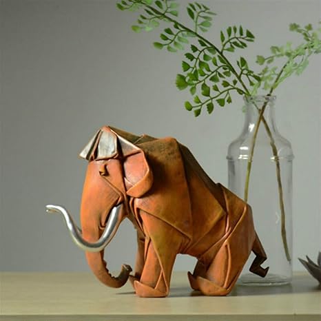 Amazon 現代のミニマリスト樹脂折り紙動物の装飾品工芸品現代の家の装飾アクセサリー象の虎樹脂像彫刻 色 02 置物 オブジェ オンライン通販