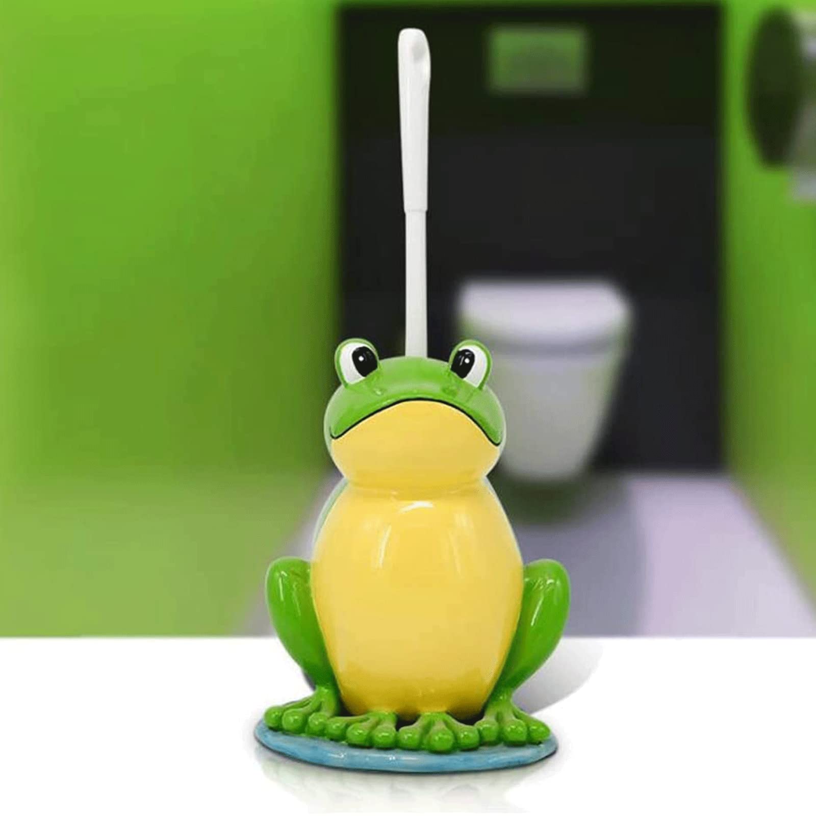 Set di scopini per WC in Resina Creativa, Design Elegante e Semplice con Manico Lungo, Spazzola per WC con Testina Spessa e Supporto antigoccia.