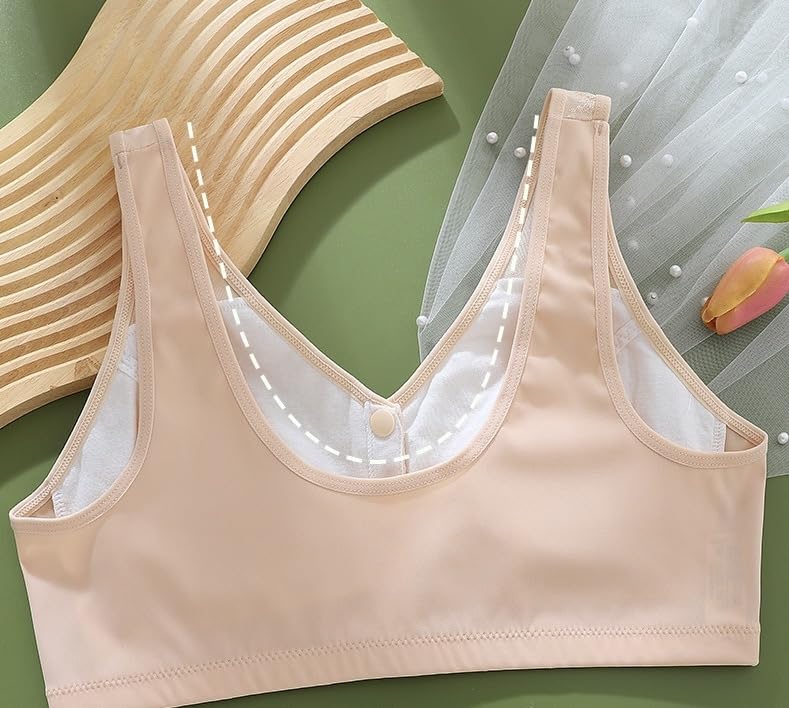 Image of 4 Pack Women Cotton Front Button Bra Snap Comfort Sleep Bra, Easy Close Bras Wireless, Seamless T-Shirt Bra