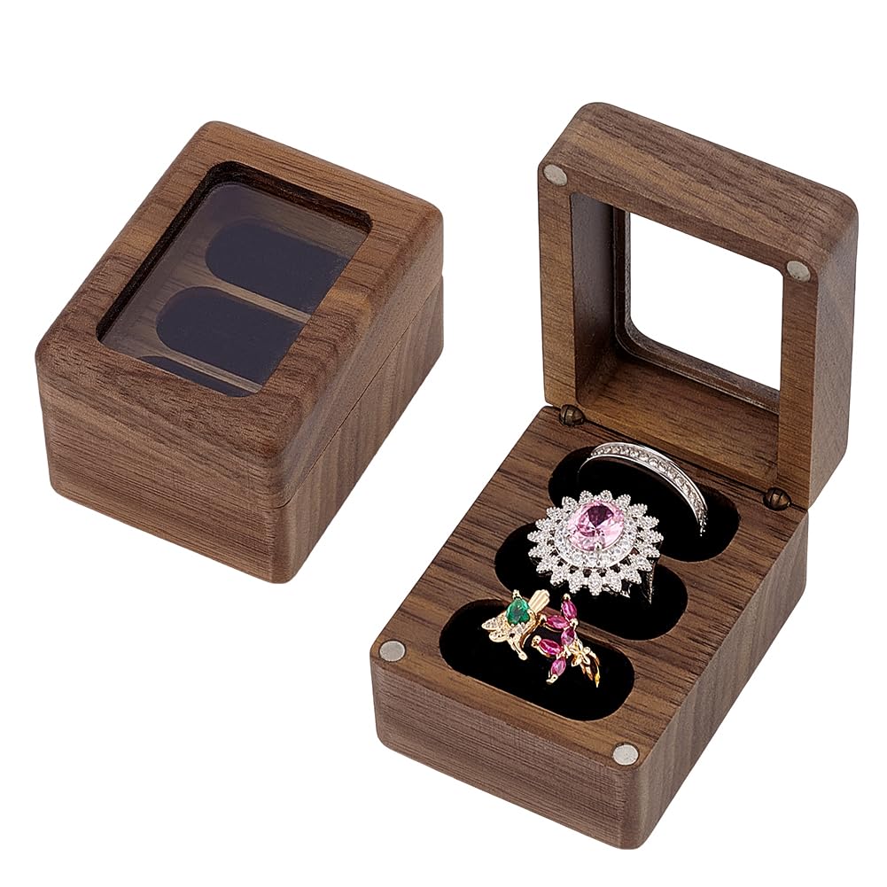 Boîte à 3 bagues bois de noyer protège vos bijoux des rayures